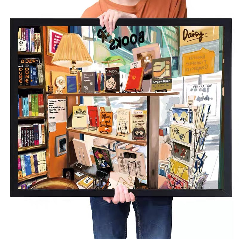 BOTOP FUSION "New York Bookstore" 300-Piece Jigsaw Puzzle for Adults and Kids – Premium Black Card Board