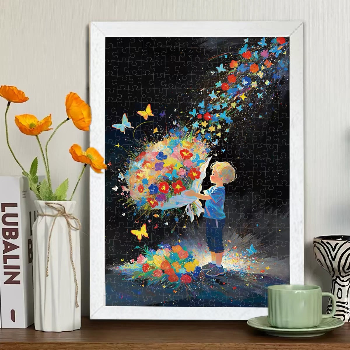 Send Flowers 300-Piece Jigsaw Puzzle – Premium Dutch Black Cardboard, Glitter Finish