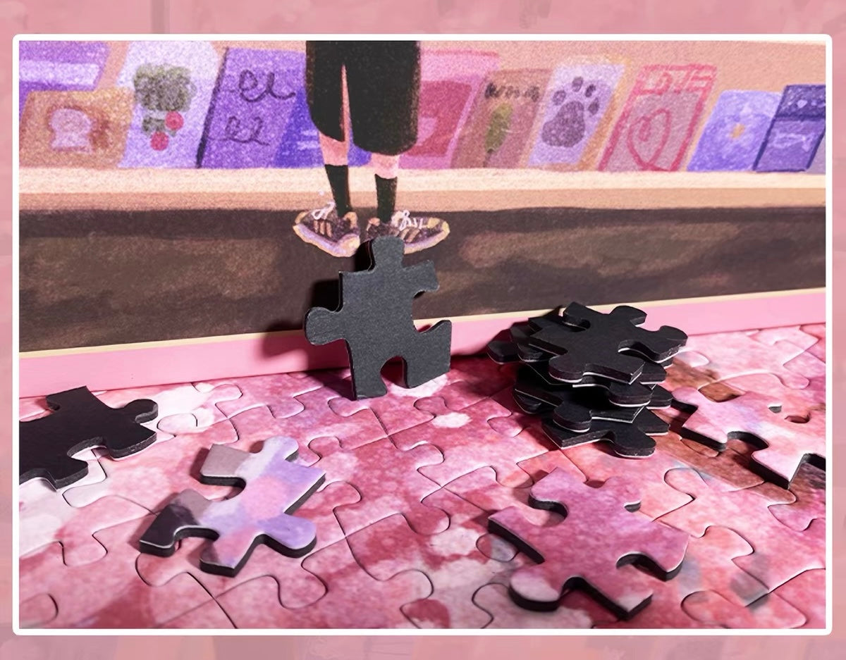 Spring Bookstore - Velvet Touch Black Card Jigsaw, Mindful & Stress-Relief Gift