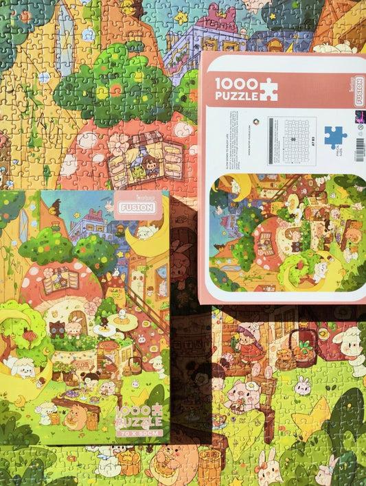 BOTOP FUSION "Moonlight Town" 1000-Piece Jigsaw Puzzle – Premium Blueboard