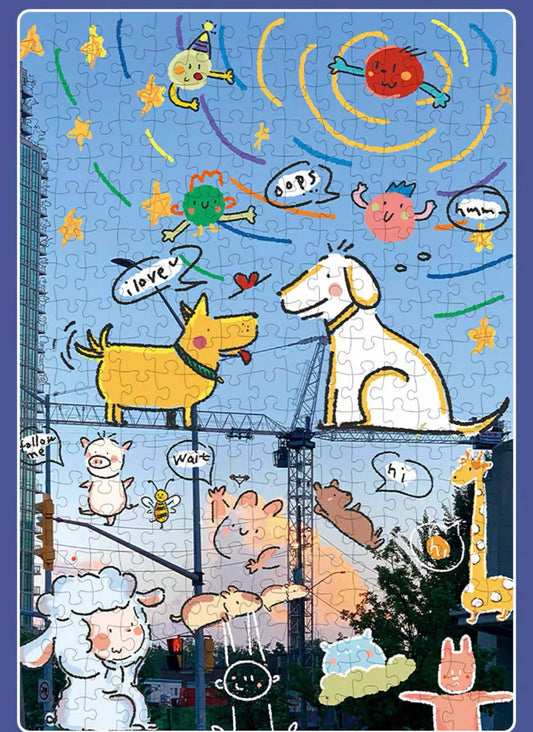 BOTOP FUSION "Illusion Spring" 300-Piece Jigsaw Puzzle for Adults and Kids – Premium Black Board