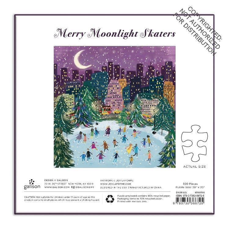 Merry Moonlight Skaters 500 Piece Foil Puzzle
