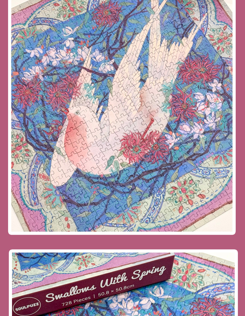 Swallows with Spring - 728 Piece Jigsaw Puzzle