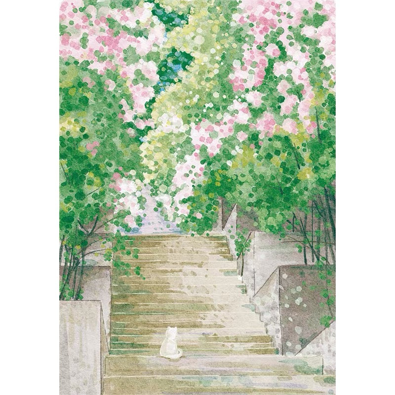 Botop Fusion "Spring on the Steps" 500-Piece Jigsaw Puzzle - Premium Imported Blue Board