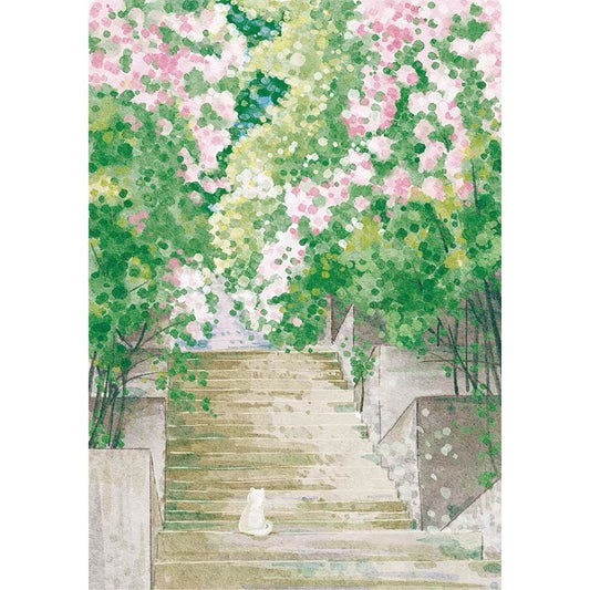 Botop Fusion "Spring on the Steps" 500-Piece Jigsaw Puzzle - Premium Imported Blue Board