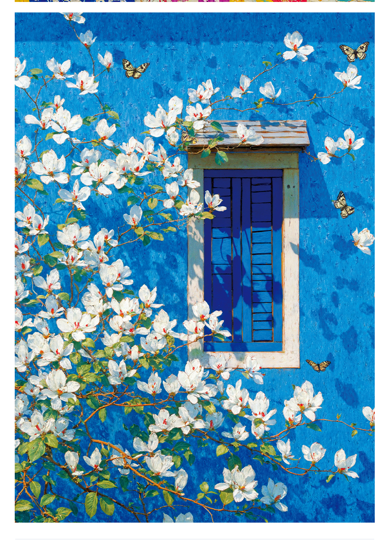 Petals Whisper at the Indigo Window - 500 Pieces