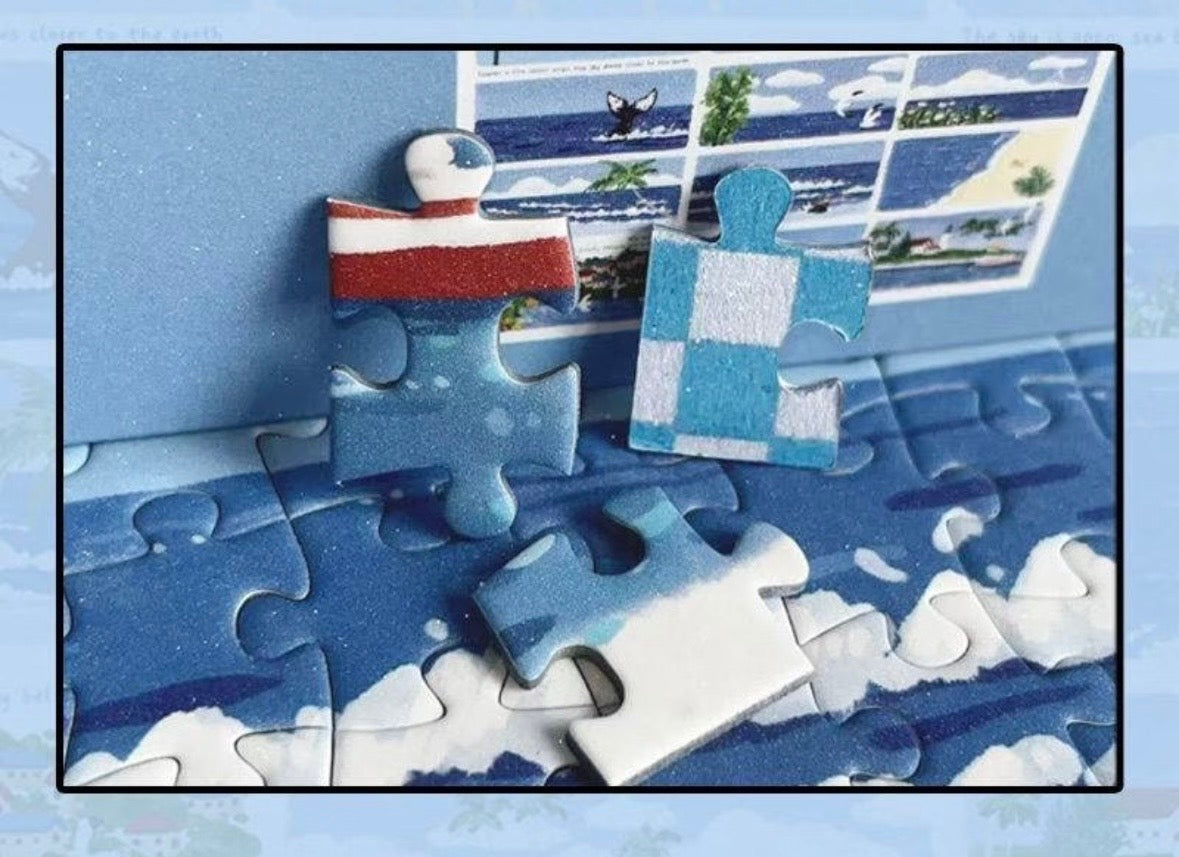 Botop Fusion "Summer Outing" 1000-Piece Glitter Finish Jigsaw Puzzle - Premium Blue Board
