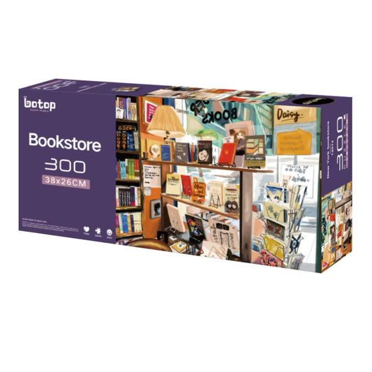 BOTOP FUSION "New York Bookstore" 300-Piece Jigsaw Puzzle for Adults and Kids – Premium Black Card Board