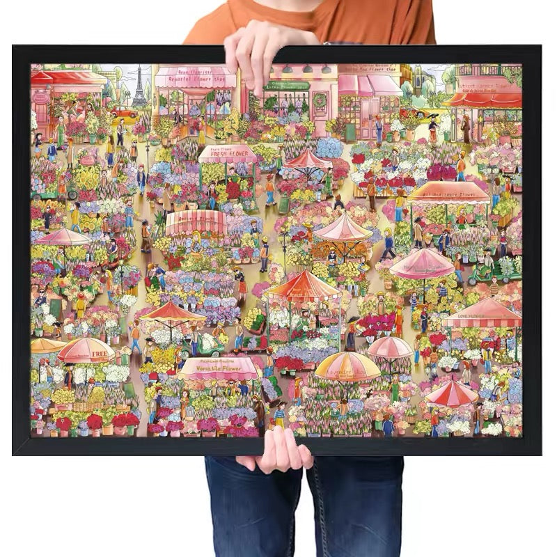 Botop Flower Market 1000-Piece Jigsaw Puzzle for Adults – Premium Velvet Soft-Touch Finish
