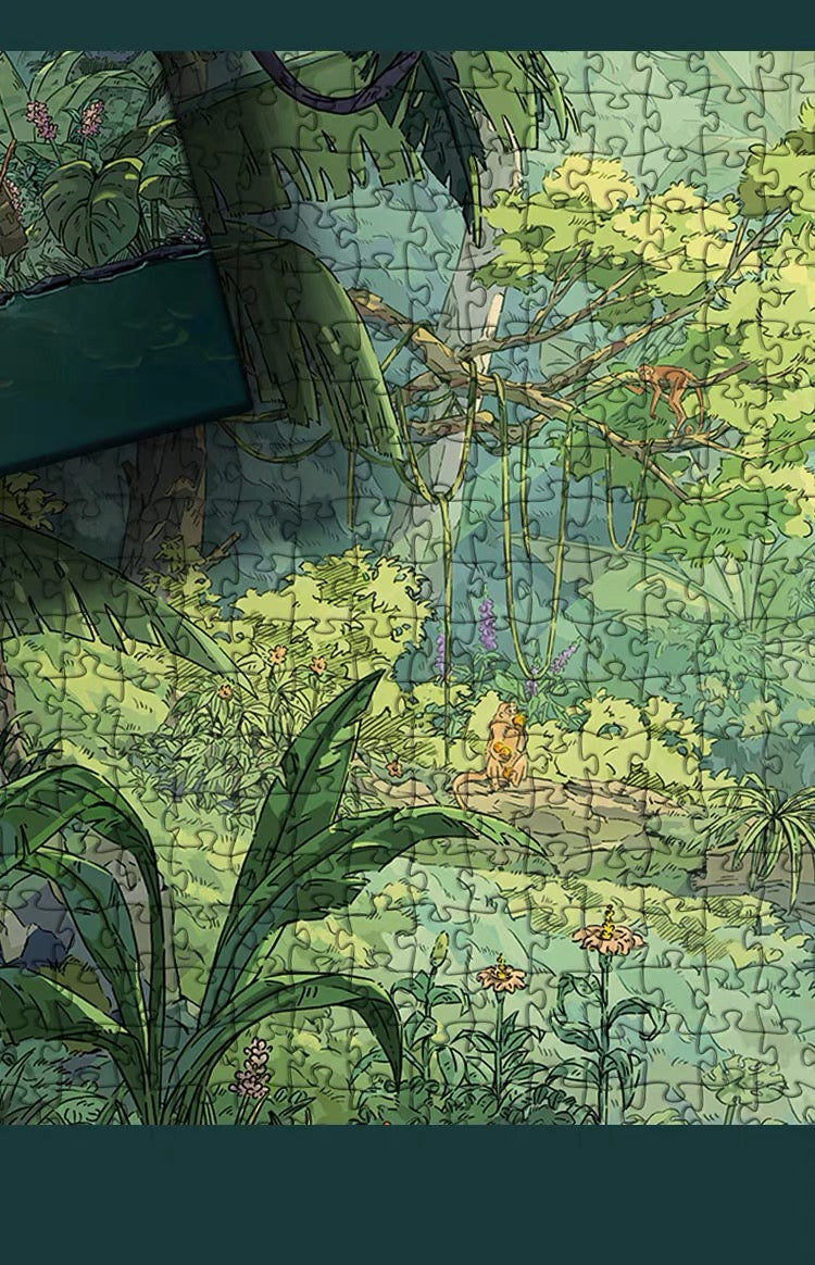 Botop Fusion "Jungle Adventure" 1000-Piece Glitter Finish Jigsaw Puzzle - Premium Blue Board Forest Exploration Adult Stress Relief Toy &amp; Family Art Gift