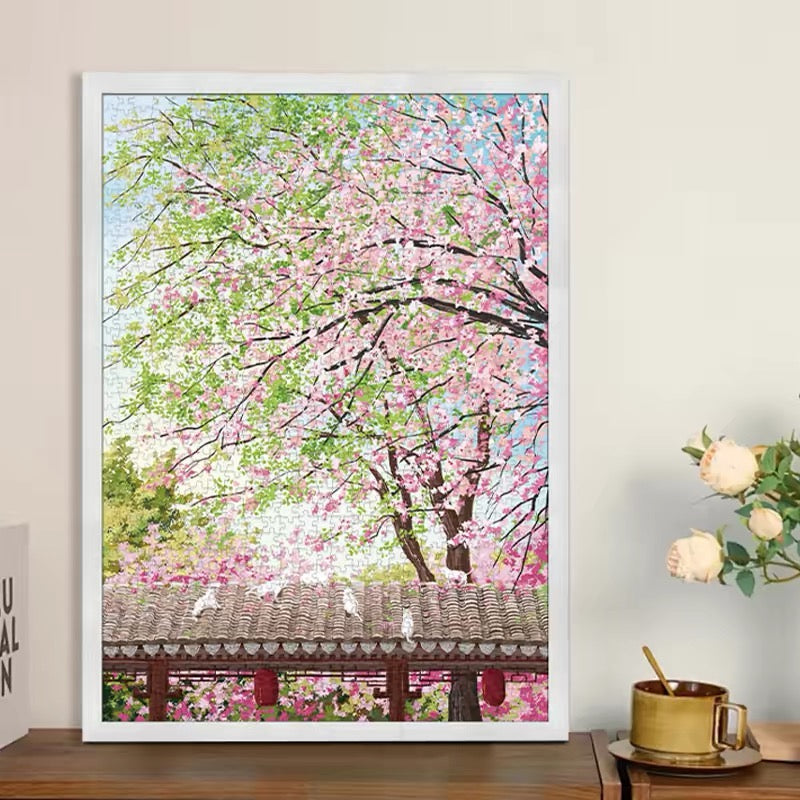 Botop Fusion "Springtime on Earth" 1000-Piece Glitter Finish Jigsaw Puzzle - Premium Blue Board