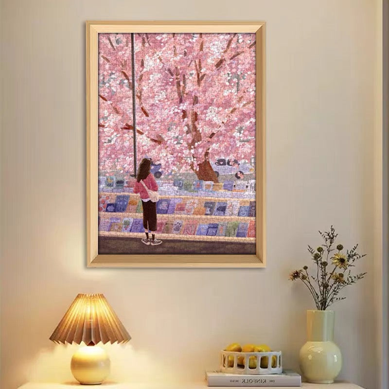Spring Bookstore - Velvet Touch Black Card Jigsaw, Mindful & Stress-Relief Gift