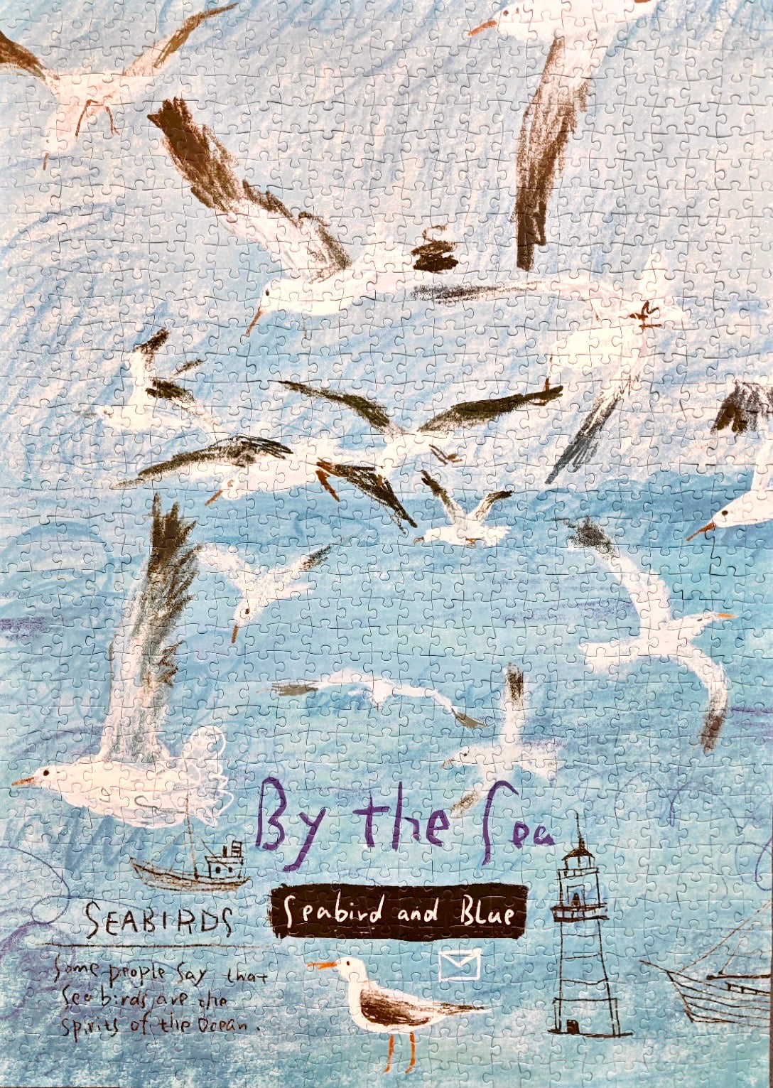 Botop Fusion “Seabirds” 1000-Piece Glitter Finish Jigsaw Puzzle - Premium Blue Board
