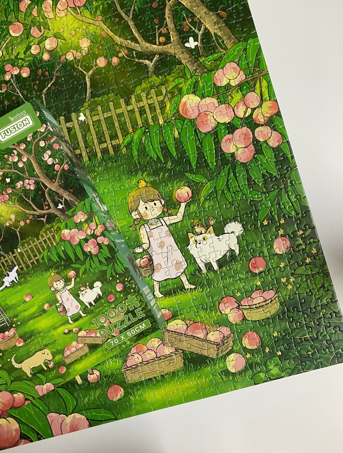 BOTOP FUSION "Picking Peaches" 1000-Piece Jigsaw Puzzle for Adults and Teens – Premium Blueboard
