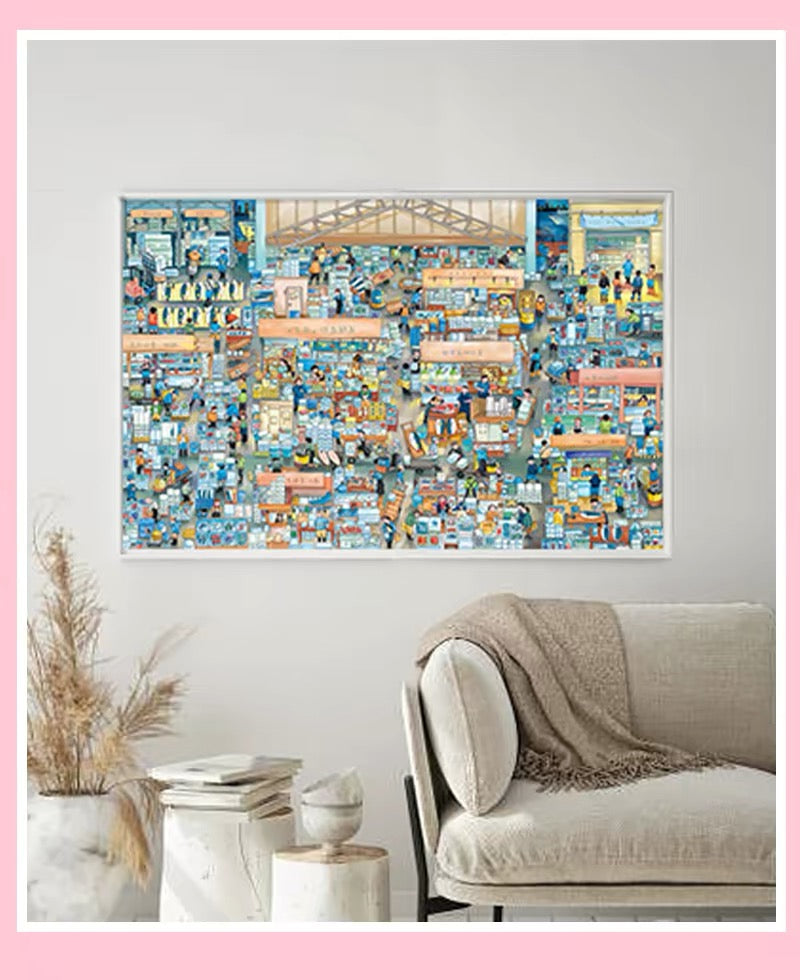 Fish Market - 1000-Piece Velvet-Touch Jigsaw Puzzle for Adults – Premium Black Cardboard Puzzle