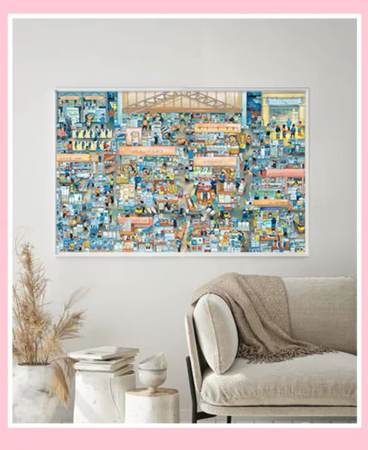 Fish Market - 1000-Piece Velvet-Touch Jigsaw Puzzle for Adults – Premium Black Cardboard Puzzle