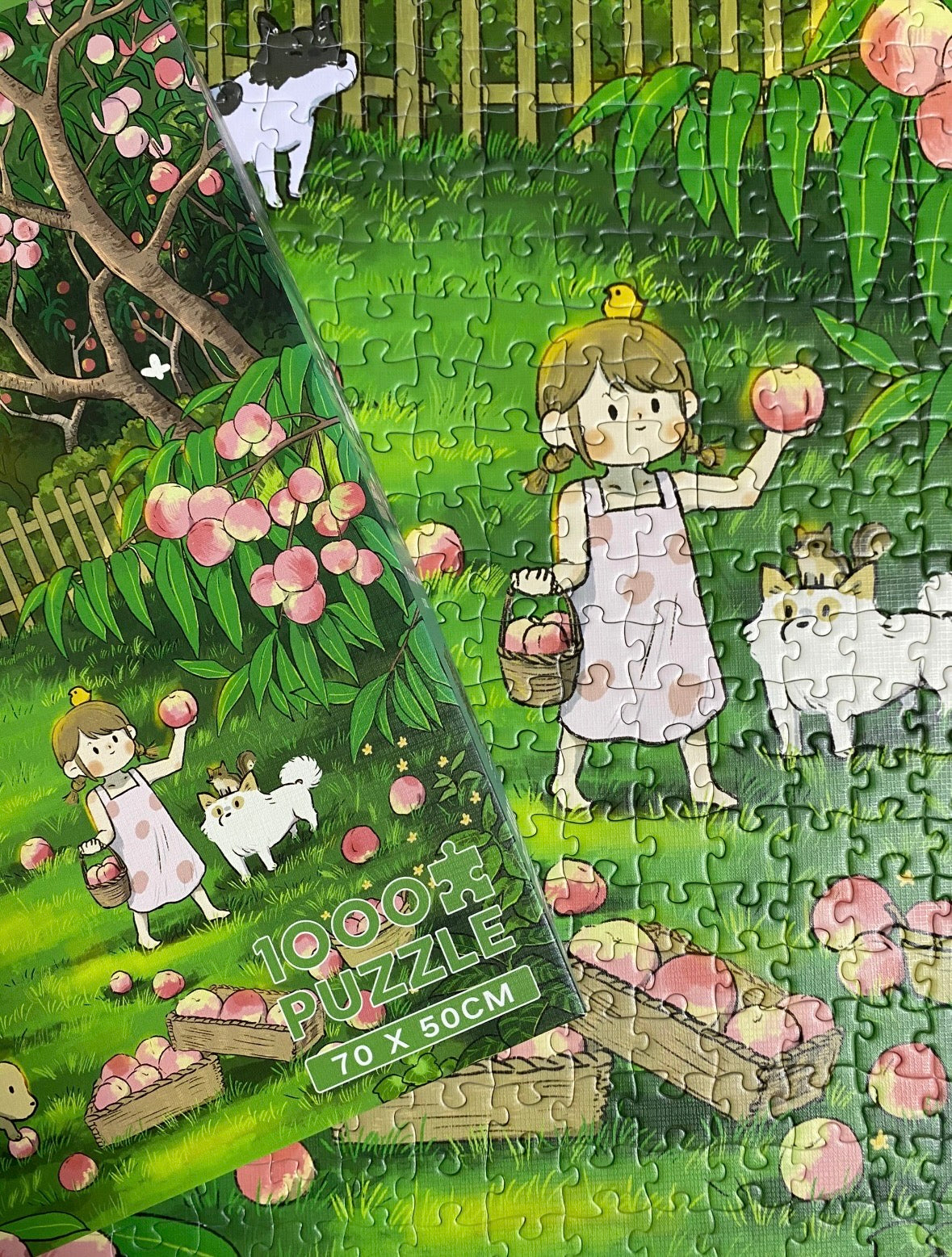 BOTOP FUSION "Picking Peaches" 1000-Piece Jigsaw Puzzle for Adults and Teens – Premium Blueboard