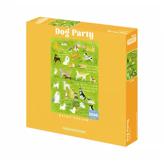 Botop Fusion "Dog Gathering" 1000-Piece Velvet Touch Jigsaw Puzzle - Premium Blue Board