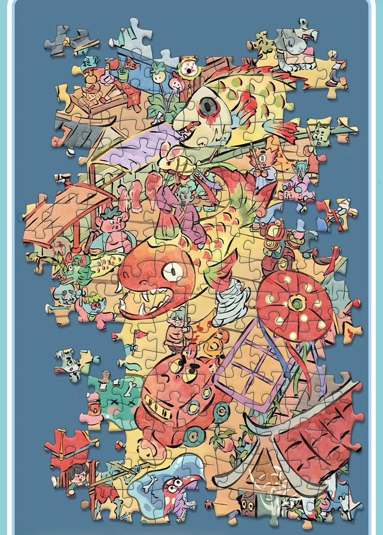 Botop Fusion "Oblivion River" 1000-Piece Velvet Touch Jigsaw Puzzle - Premium Blue Board Traditional Chinese Cartoon