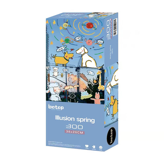 BOTOP FUSION "Illusion Spring" 300-Piece Jigsaw Puzzle for Adults and Kids – Premium Black Board