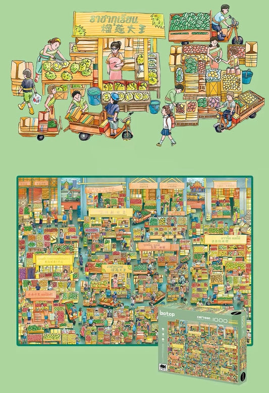 Fruit Market 1000-Piece Jigsaw Puzzle for Adults – Premium Velvet Soft-Touch Finish