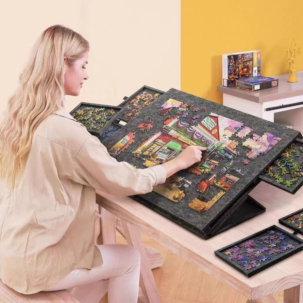 1000-Piece Puzzle Board with Stand - Foldable Storage Puzzle Mat, Puzzle Board with Stand for Adults