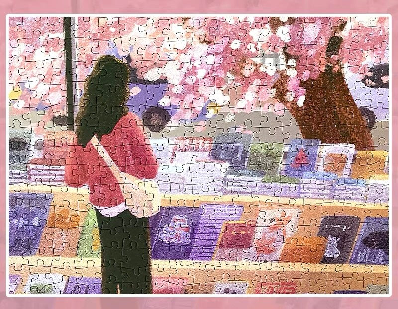 Spring Bookstore - Velvet Touch Black Card Jigsaw, Mindful & Stress-Relief Gift