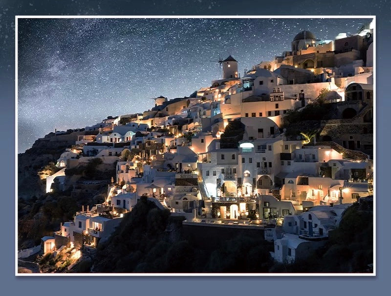 Botop Fusion "Santorini" 1000-Piece Jigsaw Puzzle - Premium Imported Blue Board