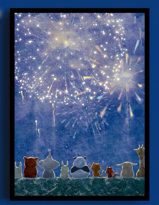Fireworks 300-Piece Jigsaw Puzzle – Premium Dutch Black Cardboard, Glitter Finish