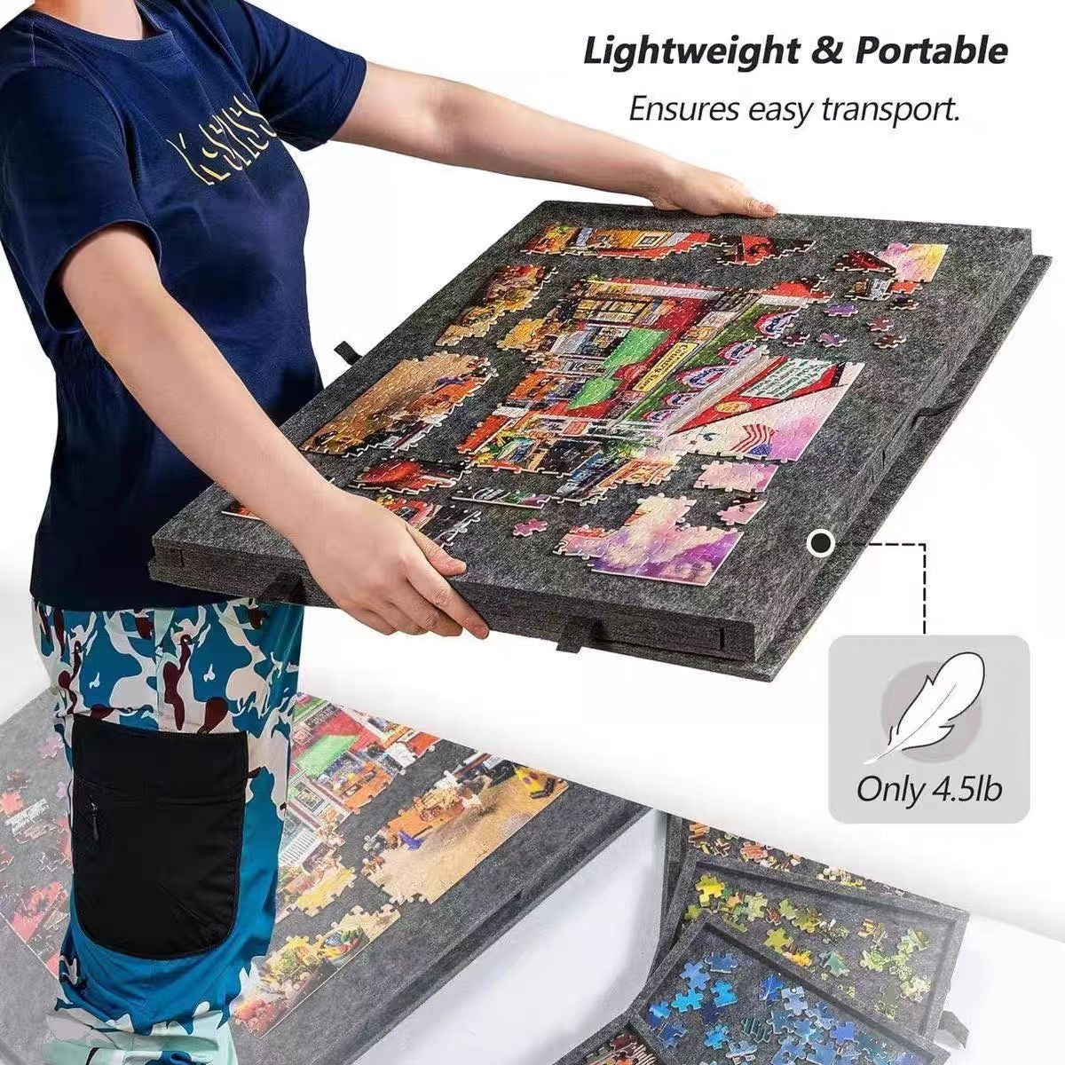 1000-Piece Puzzle Board with Stand - Foldable Storage Puzzle Mat, Puzzle Board with Stand for Adults