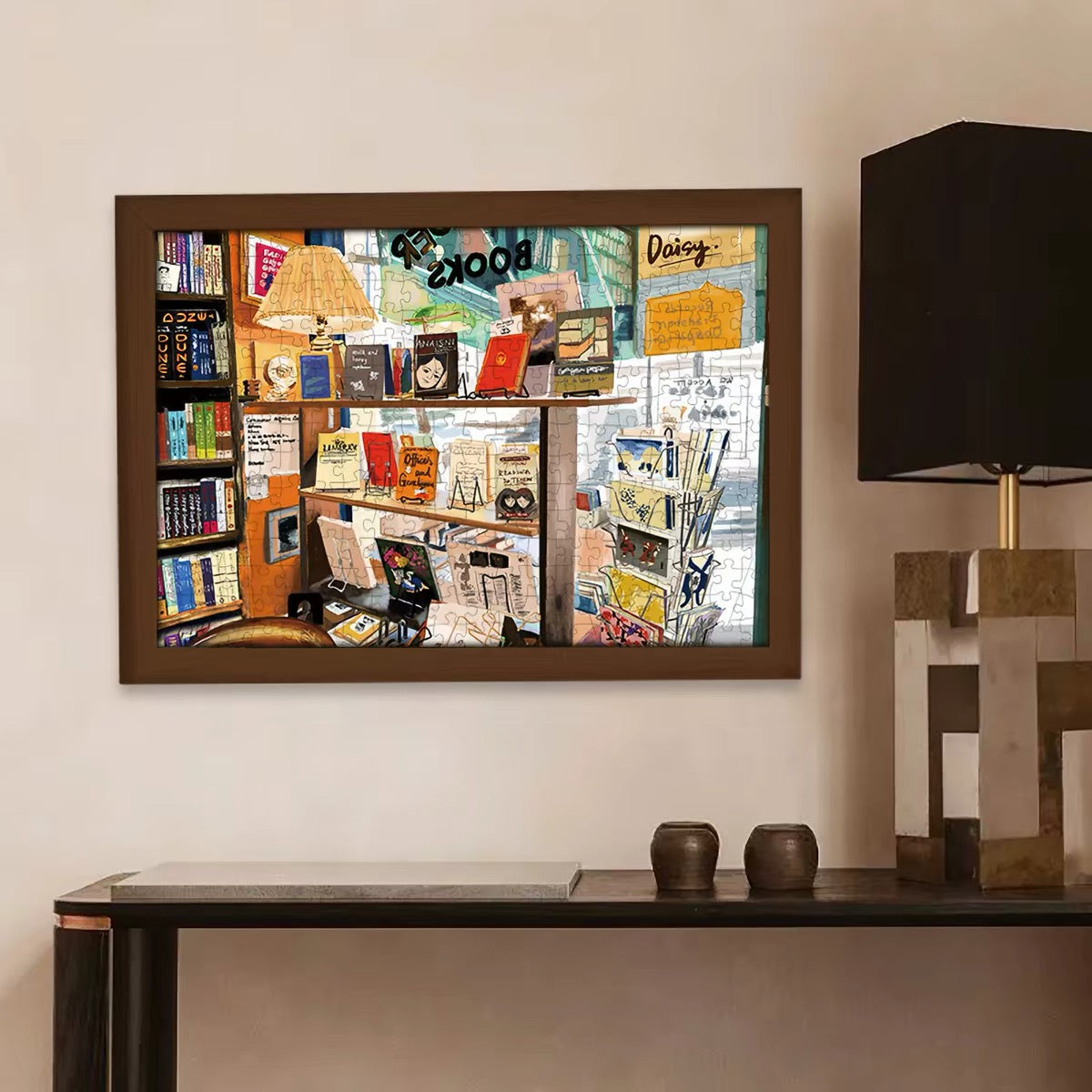 BOTOP FUSION "New York Bookstore" 300-Piece Jigsaw Puzzle for Adults and Kids – Premium Black Card Board
