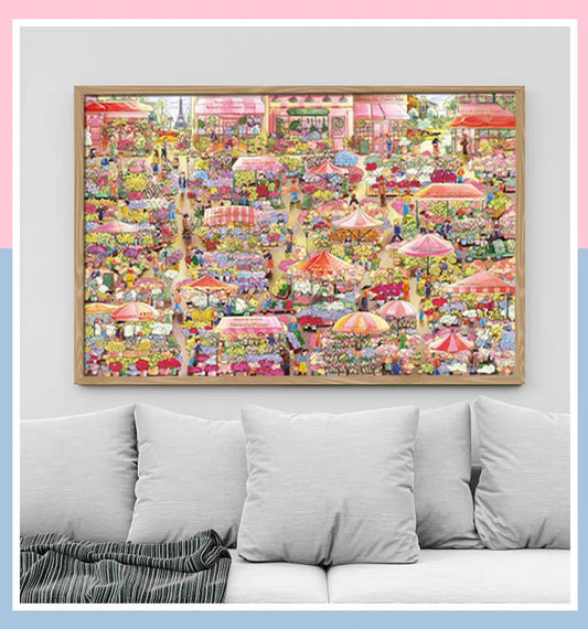 Botop Flower Market 1000-Piece Jigsaw Puzzle for Adults – Premium Velvet Soft-Touch Finish