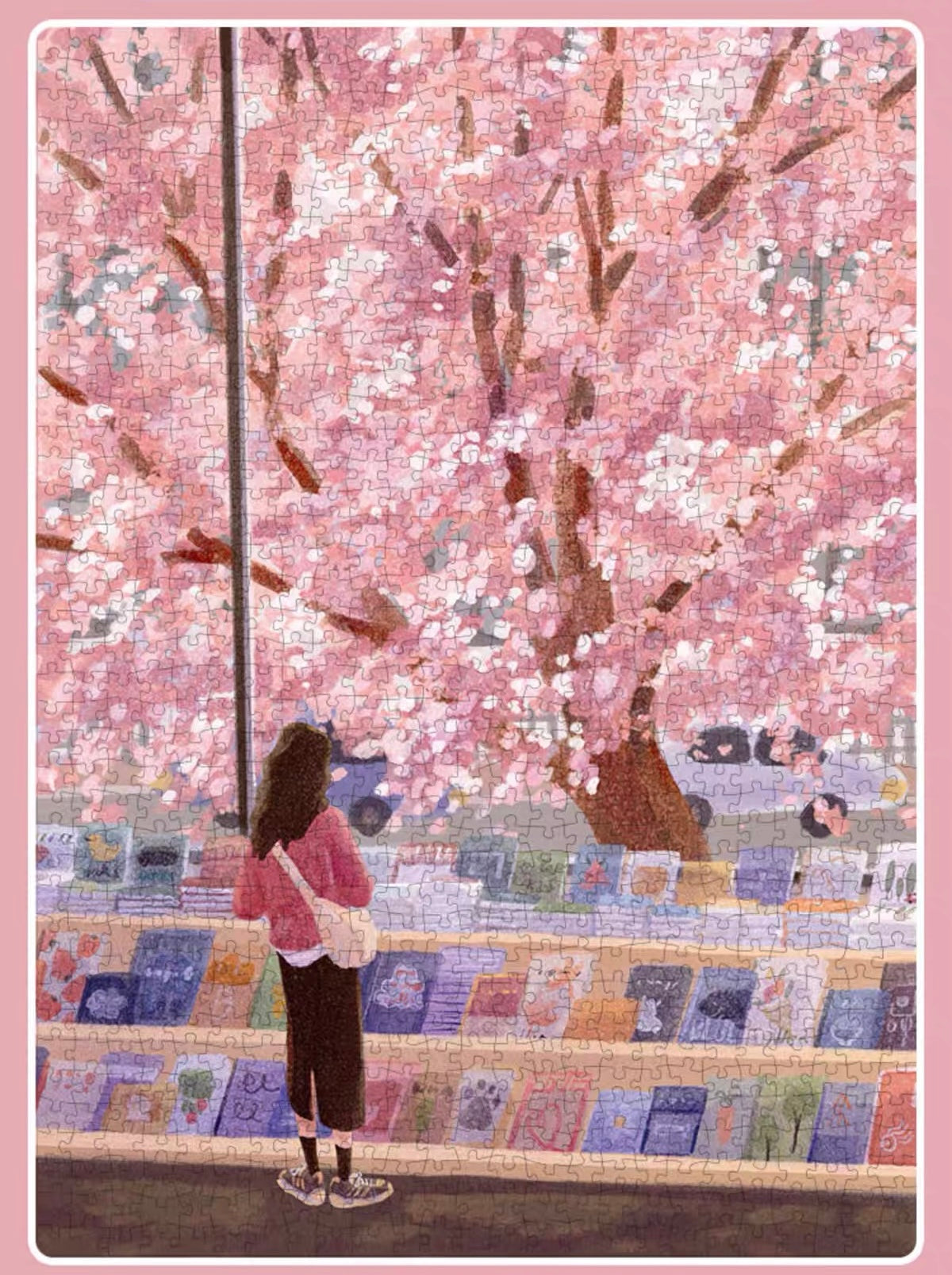 Spring Bookstore - Velvet Touch Black Card Jigsaw, Mindful & Stress-Relief Gift