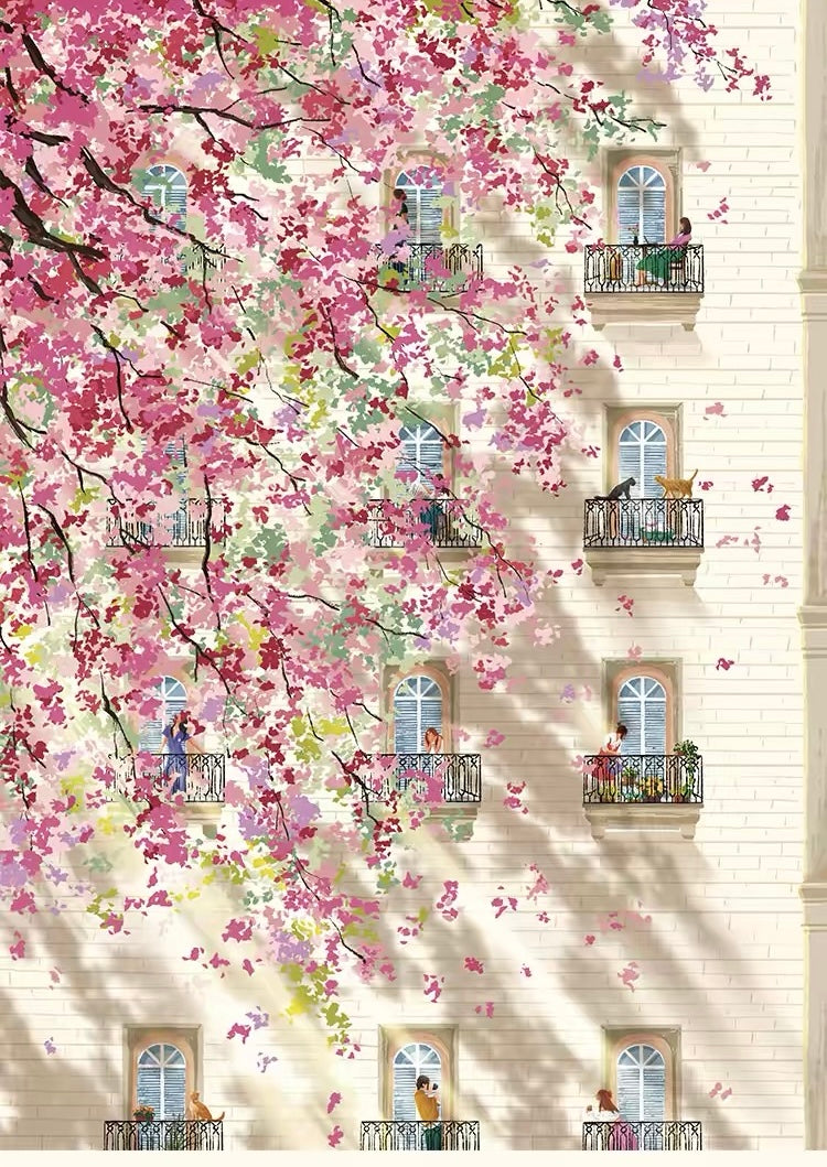 Botop Fusion "Spring Afternoon" 1000-Piece Jigsaw Puzzle - Premium Blue Board