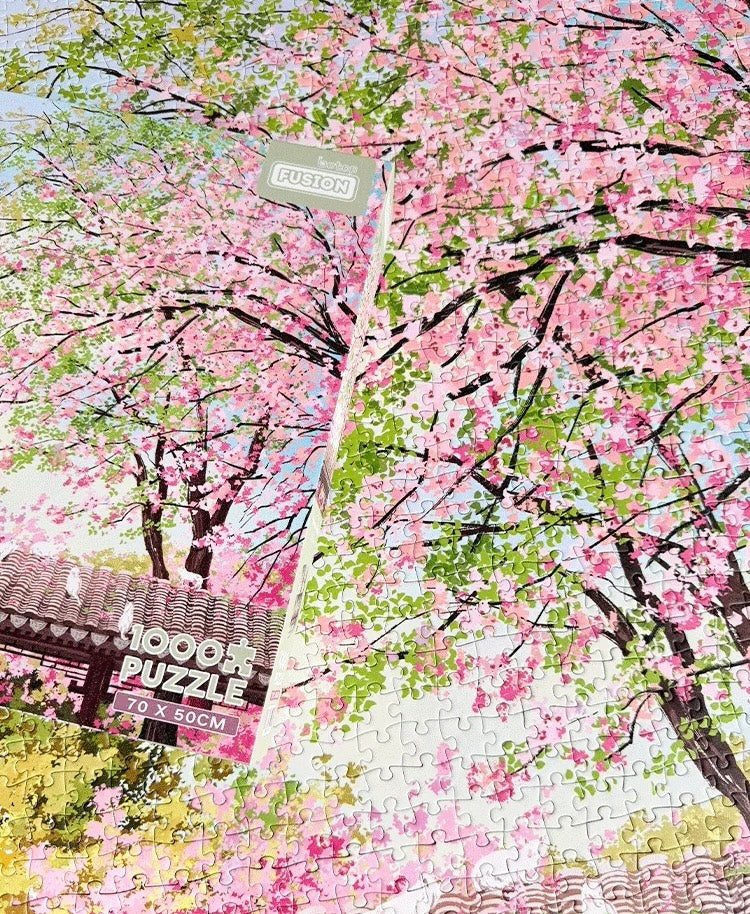 Botop Fusion "Springtime on Earth" 1000-Piece Glitter Finish Jigsaw Puzzle - Premium Blue Board