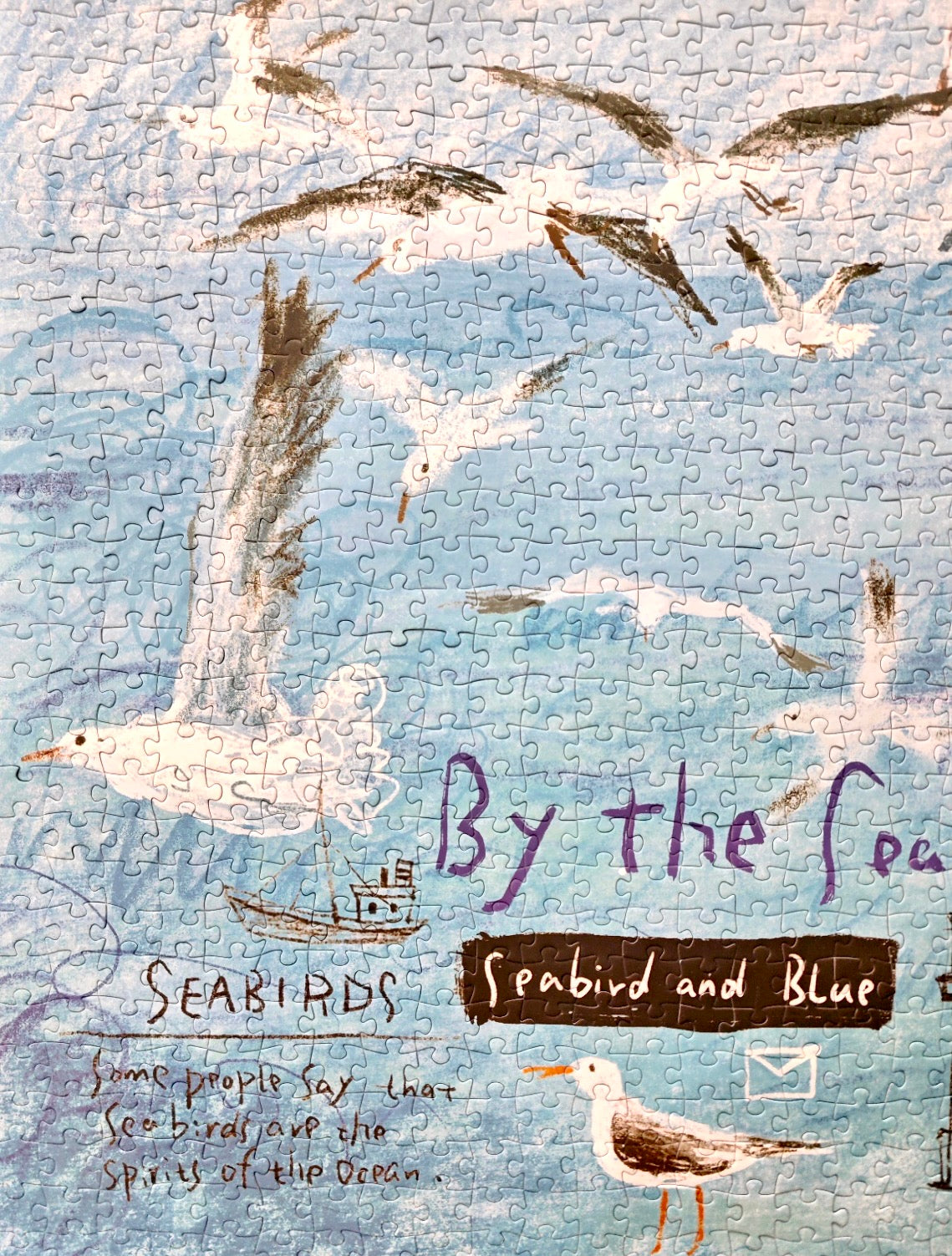 Botop Fusion “Seabirds” 1000-Piece Glitter Finish Jigsaw Puzzle - Premium Blue Board