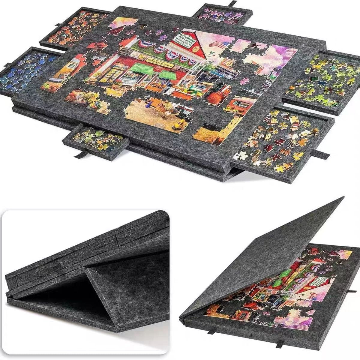 1000-Piece Puzzle Board with Stand - Foldable Storage Puzzle Mat, Puzzle Board with Stand for Adults