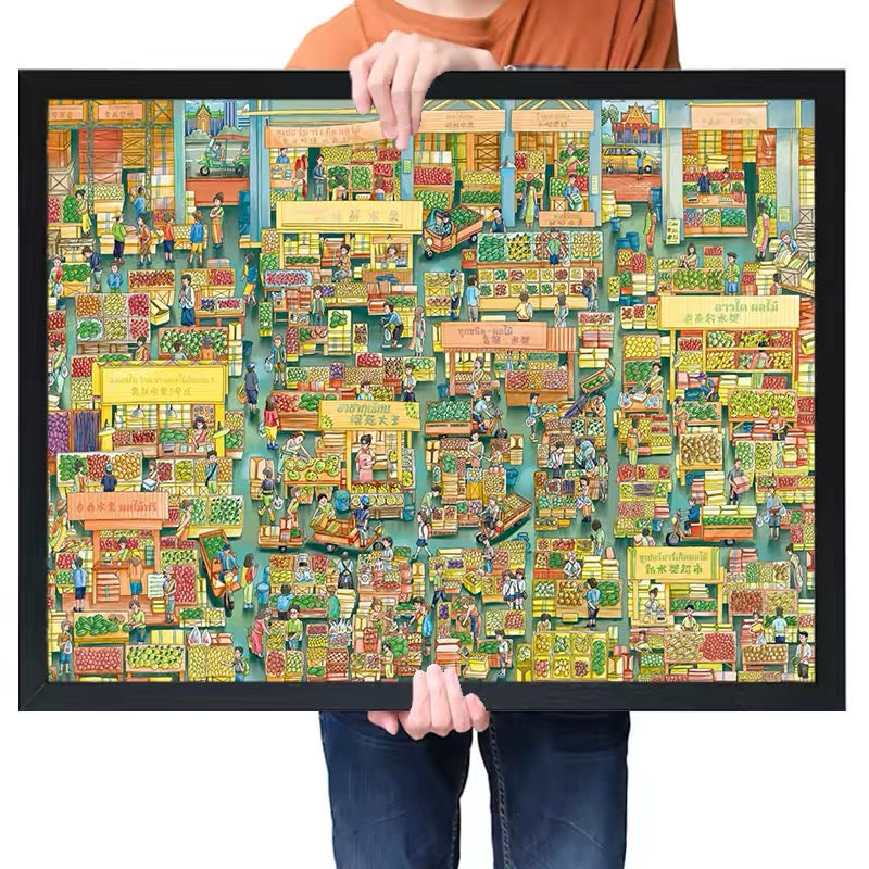 Fruit Market 1000-Piece Jigsaw Puzzle for Adults – Premium Velvet Soft-Touch Finish