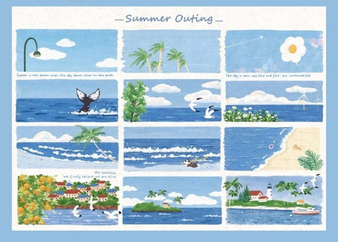 Botop Fusion "Summer Outing" 1000-Piece Glitter Finish Jigsaw Puzzle - Premium Blue Board