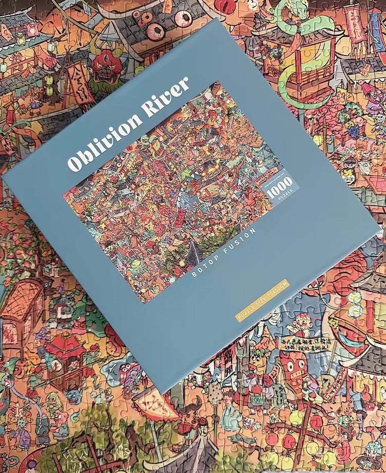 Botop Fusion "Oblivion River" 1000-Piece Velvet Touch Jigsaw Puzzle - Premium Blue Board Traditional Chinese Cartoon
