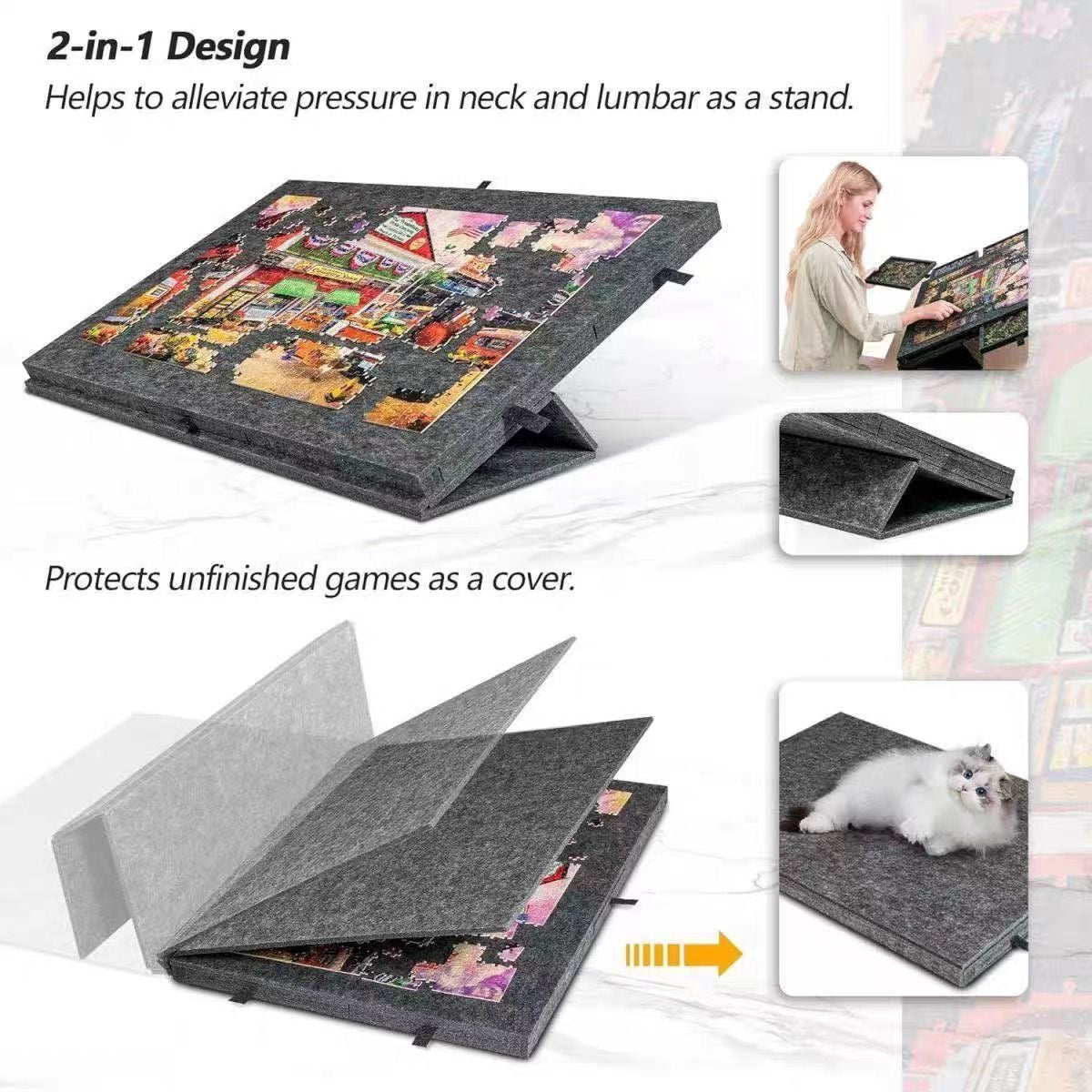 1000-Piece Puzzle Board with Stand - Foldable Storage Puzzle Mat, Puzzle Board with Stand for Adults