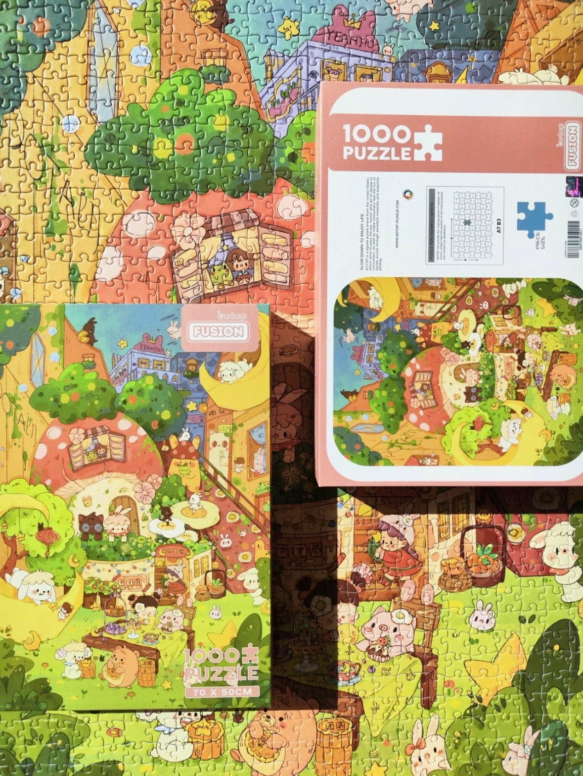 BOTOP FUSION "Moonlight Town" 1000-Piece Jigsaw Puzzle  – Premium Blueboard
