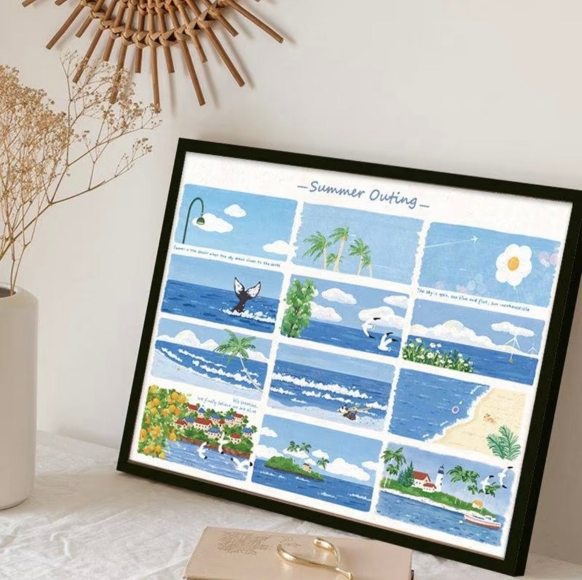 Botop Fusion "Summer Outing" 1000-Piece Glitter Finish Jigsaw Puzzle - Premium Blue Board