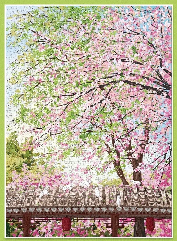 Botop Fusion "Springtime on Earth" 1000-Piece Glitter Finish Jigsaw Puzzle - Premium Blue Board