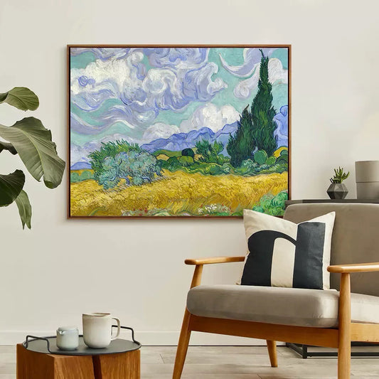 A Wheat field with Cypresses